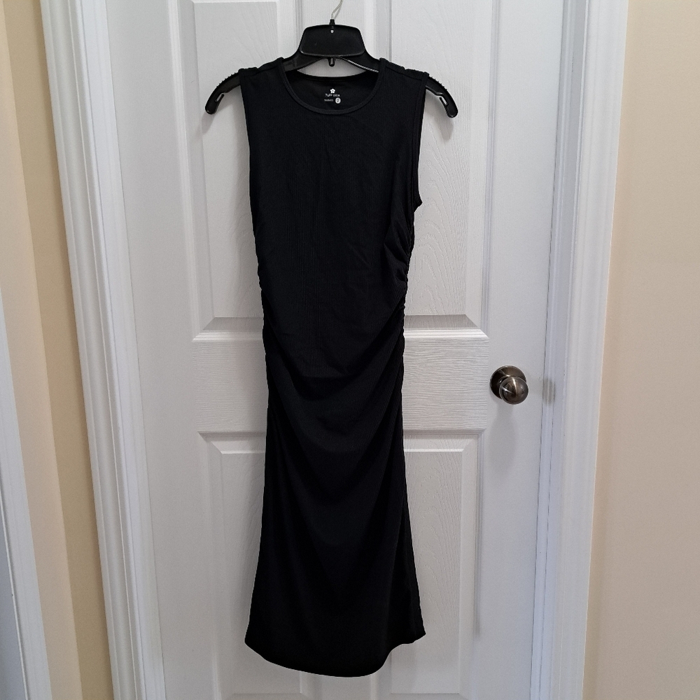 Tuff Veda Black Midi Dress Stretch Ribbed Active Dress Women's Size XS
